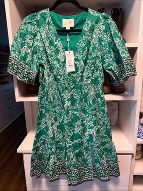 Lilly Pulitzer Kentlee Dress Fiddle Leaf Green Safari Party Engineered